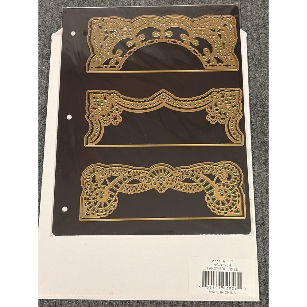 Anna Griffin Fancy Edge Dies AG-1026H Set of 3 Border Metal Cutting Dies